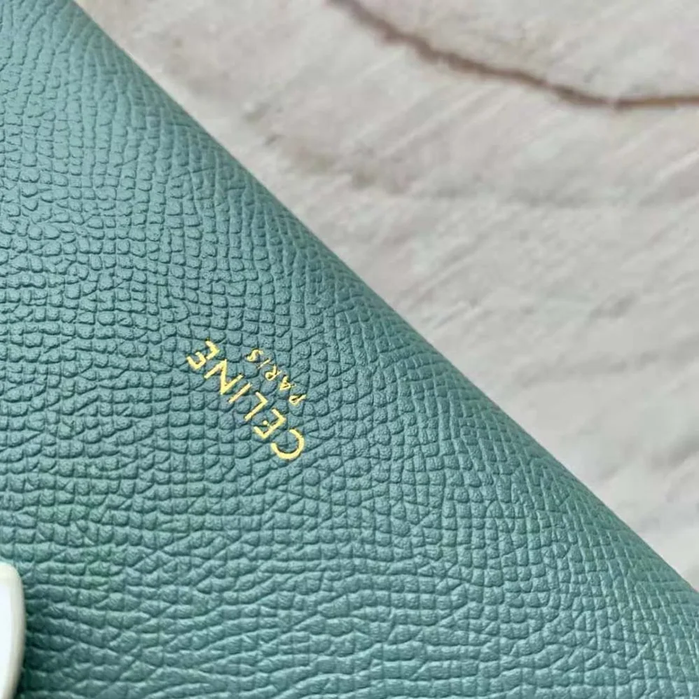 Celine Medium Strap Wallet in Bicolour Grained Calfskin for Women