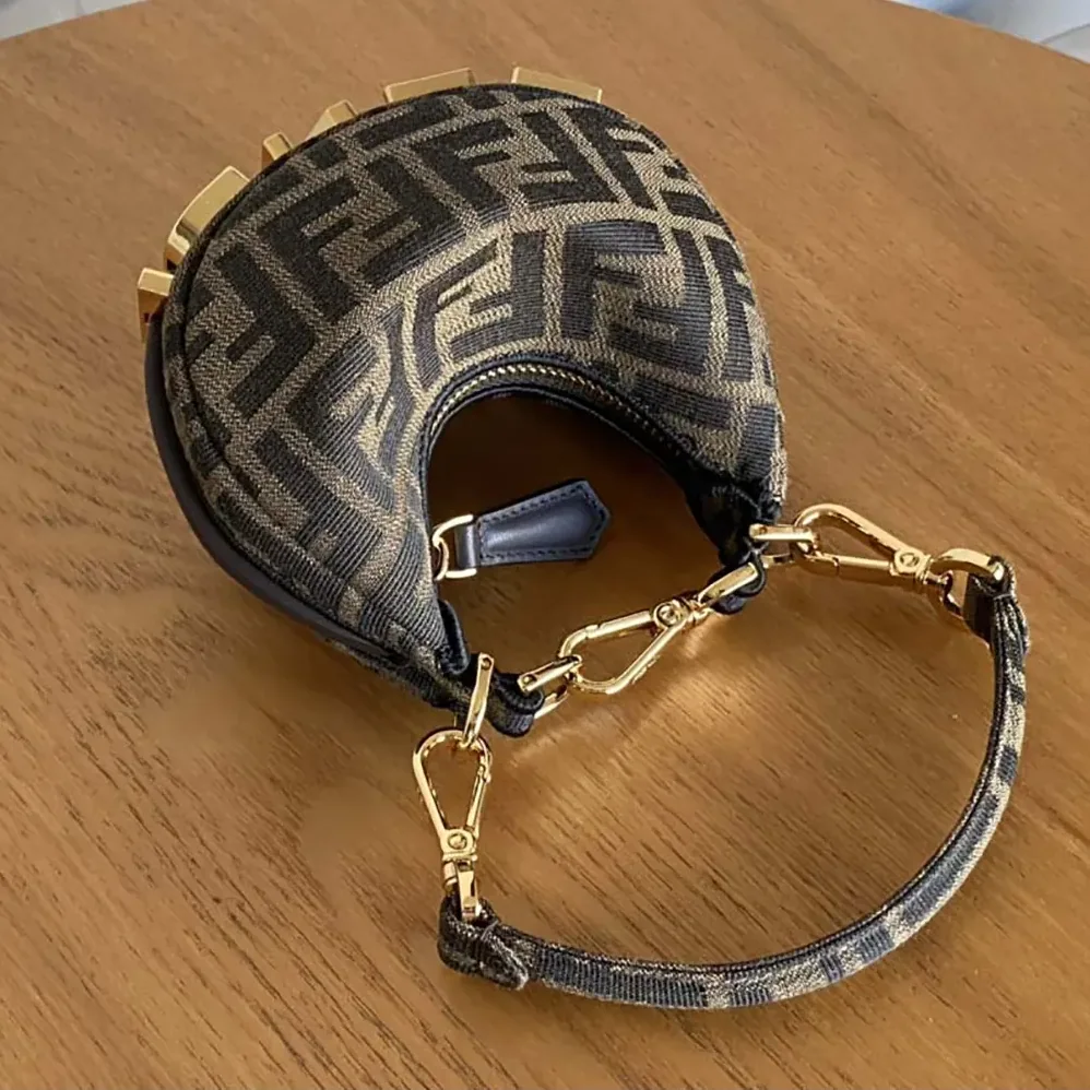Fendi Nano Fendigraphy Brown Fabric Charm for Women Fendi Nano Fendigraphy Brown Fabric Charm for Women