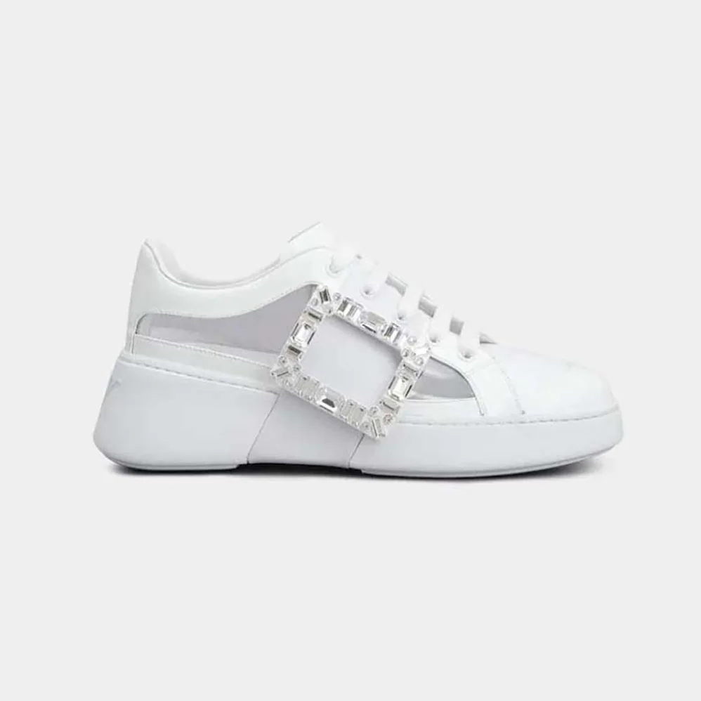 Roger Vivier Viv' Skate Strass Buckle Sneakers in PVC for Women in White