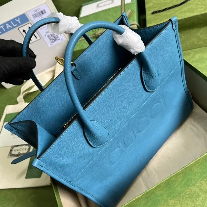 Gucci Small tote With Gucci Logo Blue / GG Gucci Small tote With Gucci Logo Blue / GG