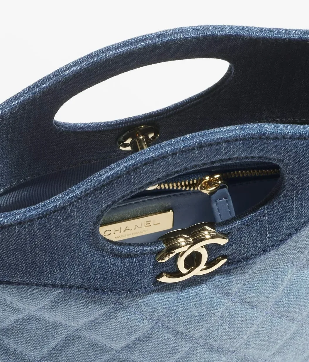 Chanel 31 Shopping Mini Crossbody Bag in Blue Gold Hardware