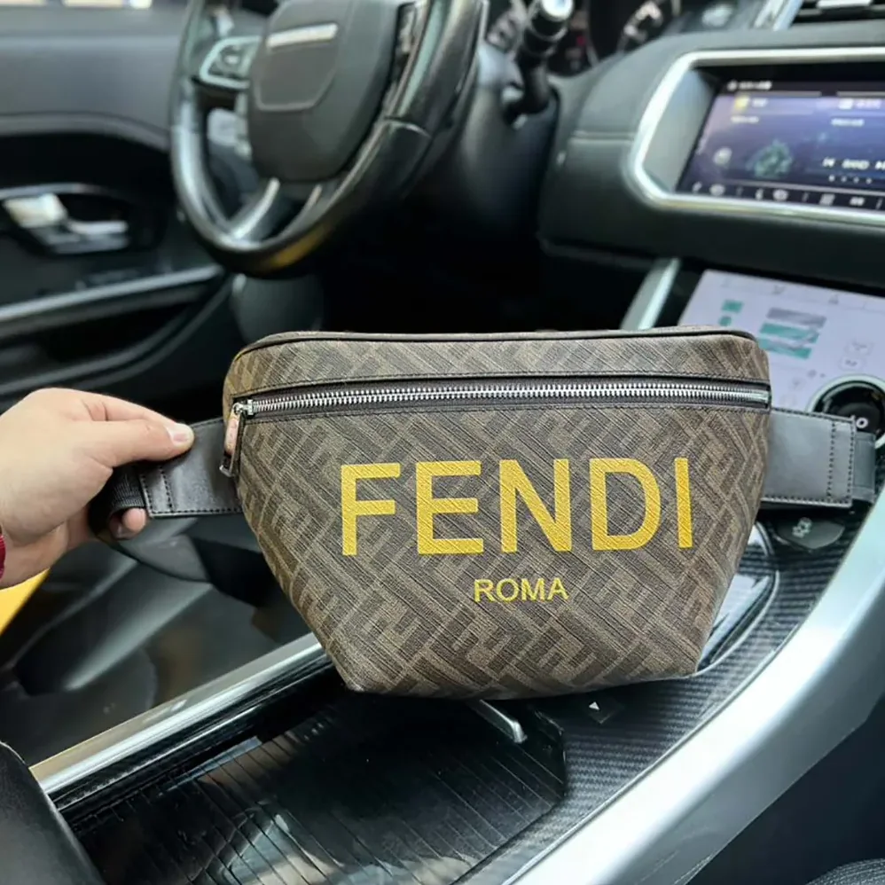 Fendi Diagonal Belt Bag Leather for Men in Yellow
