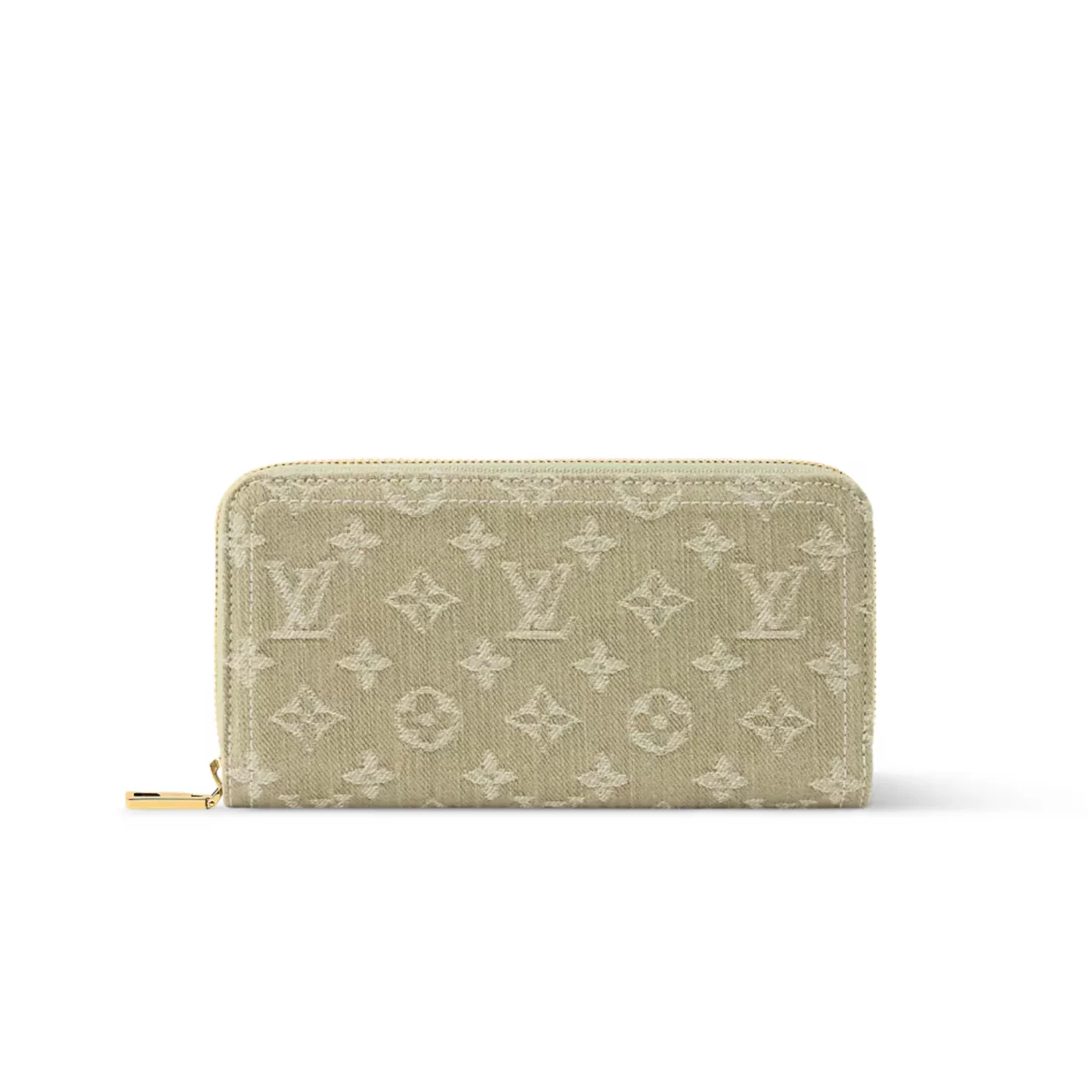 Louis Vuitton Zippy Wallet in Khaki Denim Gold Hardware