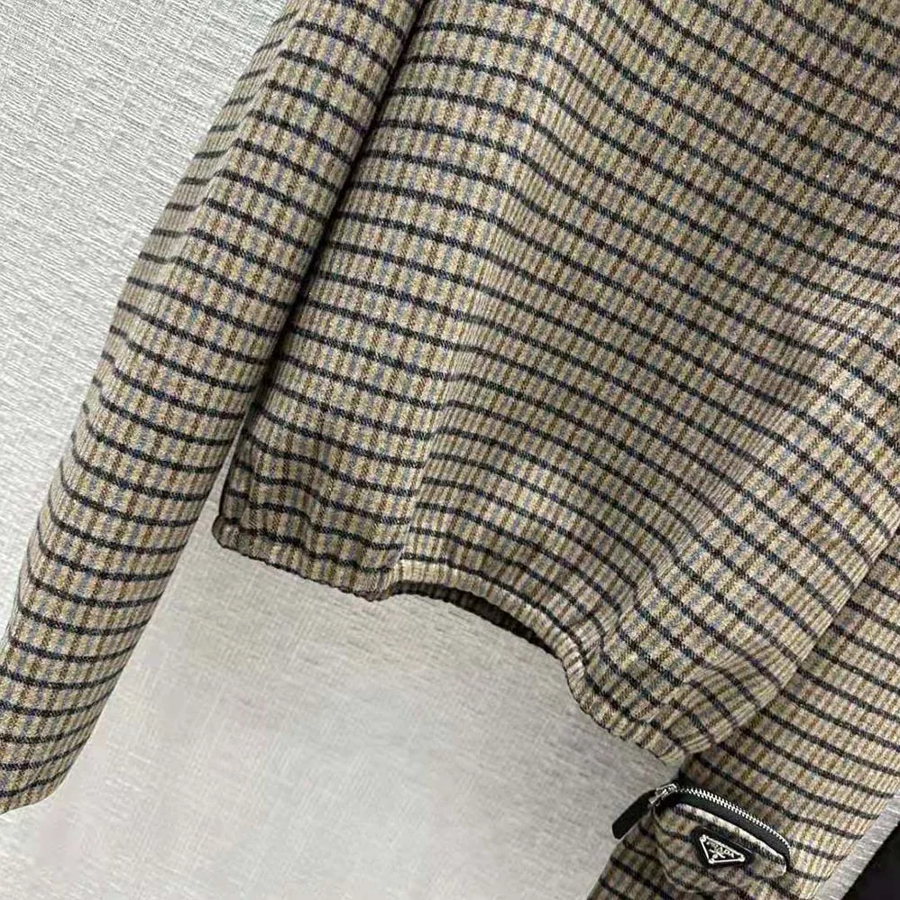 Prada Cashgora Check Top with Triangle logo for Women Prada Cashgora Check Top with Triangle logo for Women