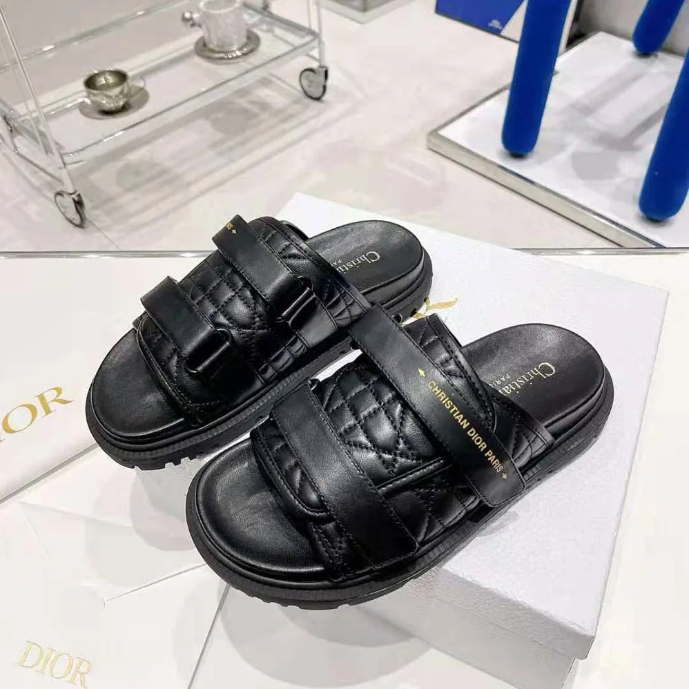 Dior Dio(r)evolution Slide Black Quilted Cannage Calfskin for Women