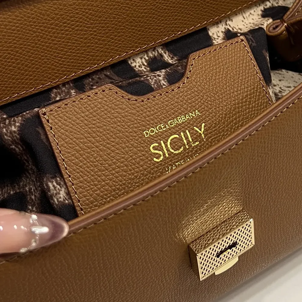 Dolce Gabbana D&G Small Sicily Handbag in Dauphine Calfskin for Women in Brown Dolce Gabbana D&G Small Sicily Handbag in Dauphine Calfskin for Women in Brown
