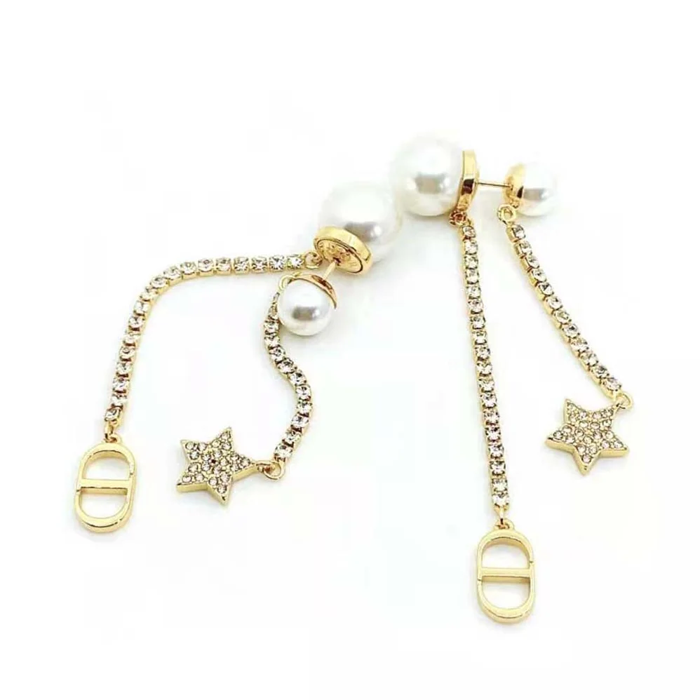 Dior Tribales Earrings Gold-Finish Metal White Resin Pearls and White Crystals for Women Dior Tribales Earrings Gold-Finish Metal White Resin Pearls and White Crystals for Women