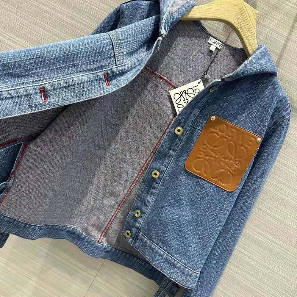 Loewe Cropped Workwear Jacket in Denim for Women Loewe Cropped Workwear Jacket in Denim for Women