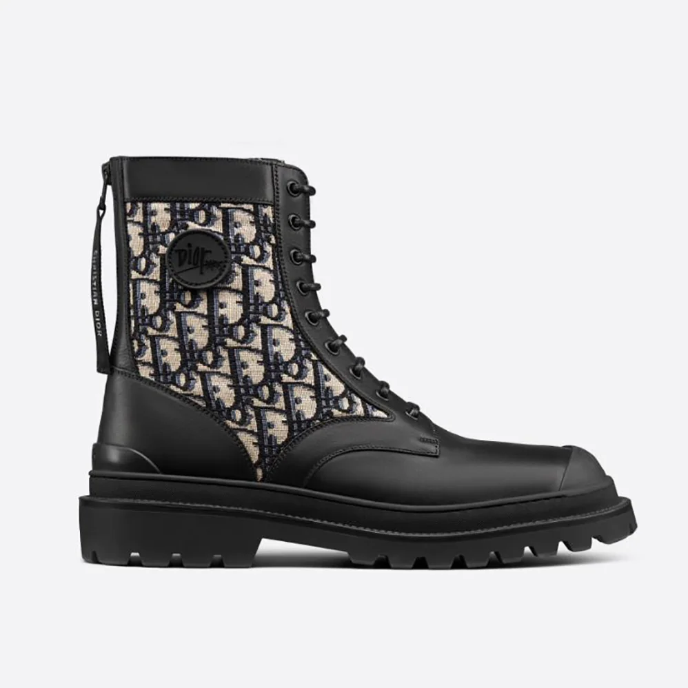 Dior Explorer Ankle Boot Beige and Black Dior Oblique Jacquard and Black Smooth Calfskin for Men Dior Explorer Ankle Boot Beige and Black Dior Oblique Jacquard and Black Smooth Calfskin for Men