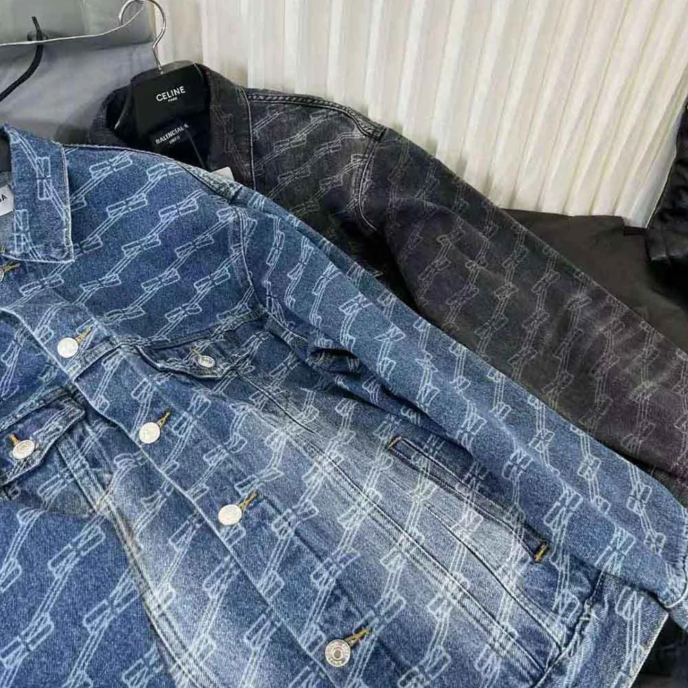 Balenciaga BB Monogram Large Fit Jacket in Blue Ring Denim for Men Balenciaga BB Monogram Large Fit Jacket in Blue Ring Denim for Men