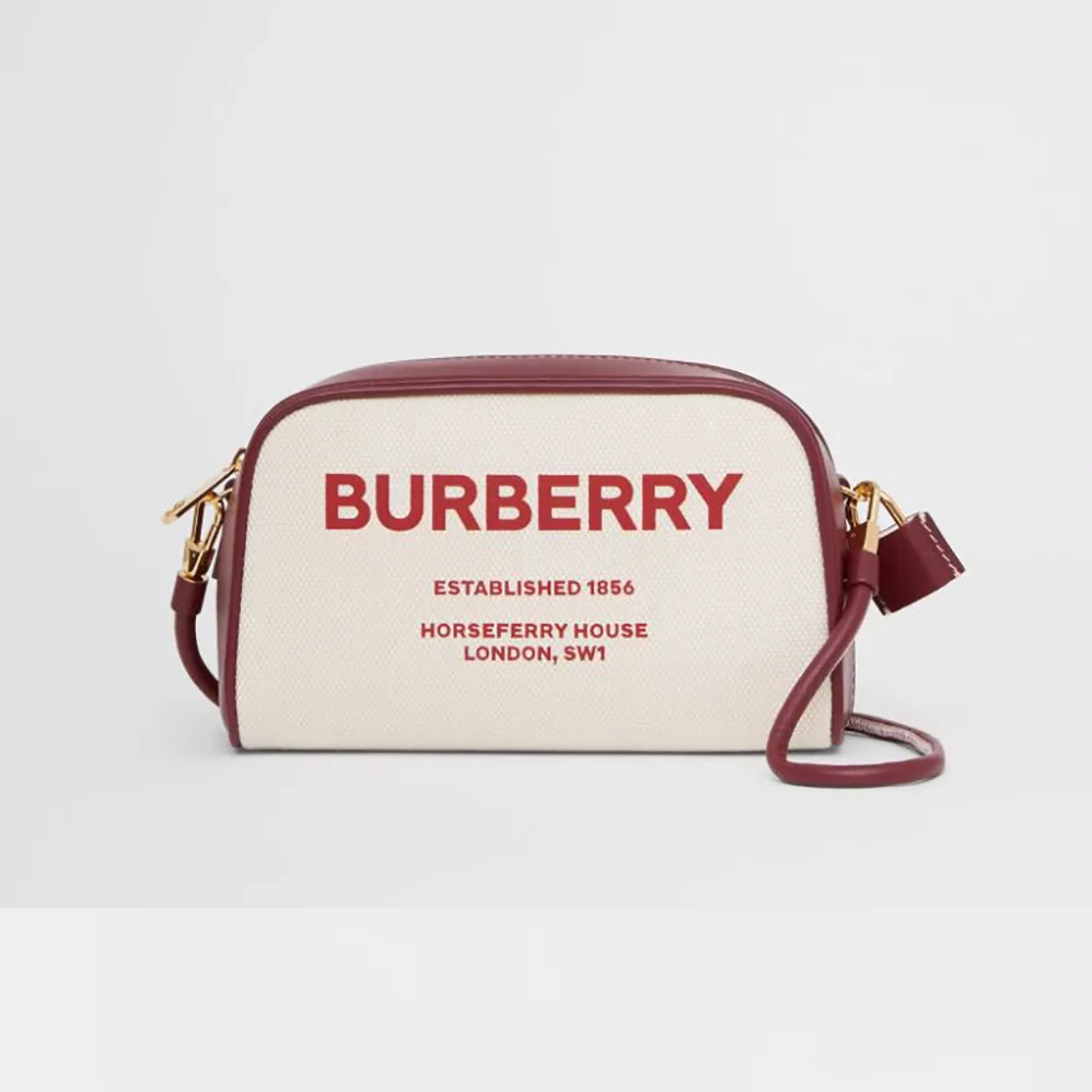 Burberry Horseferry Print Canvas Half Cube Crossbody Bag for Women