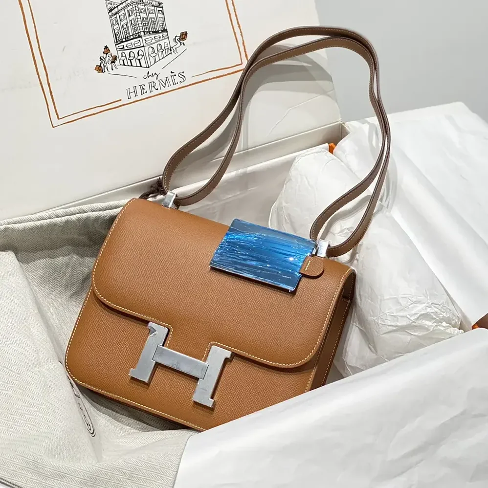 Hermes Constance 18 Bag Epsom Leather for Women in Brown/Silver Hermes Constance 18 Bag Epsom Leather for Women in Brown/Silver