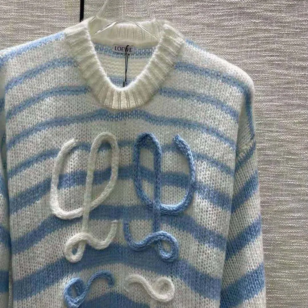 Loewe Anagram Sweater in Mohair for Women in Blue Loewe Anagram Sweater in Mohair for Women in Blue