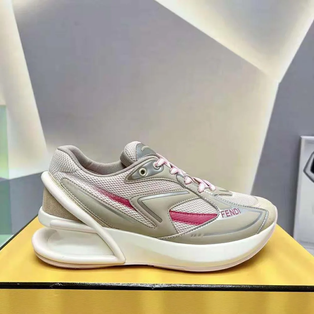 Fendi First 1 Beige Fabric Running Shoes for Women Fendi First 1 Beige Fabric Running Shoes for Women