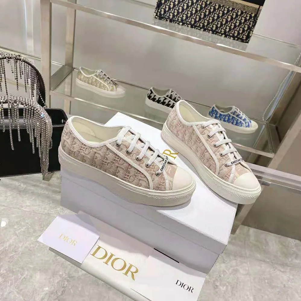 Dior Walk N Dior Sneaker Nude Dior Oblique Embroidered Cotton for Women Dior Walk N Dior Sneaker Nude Dior Oblique Embroidered Cotton for Women