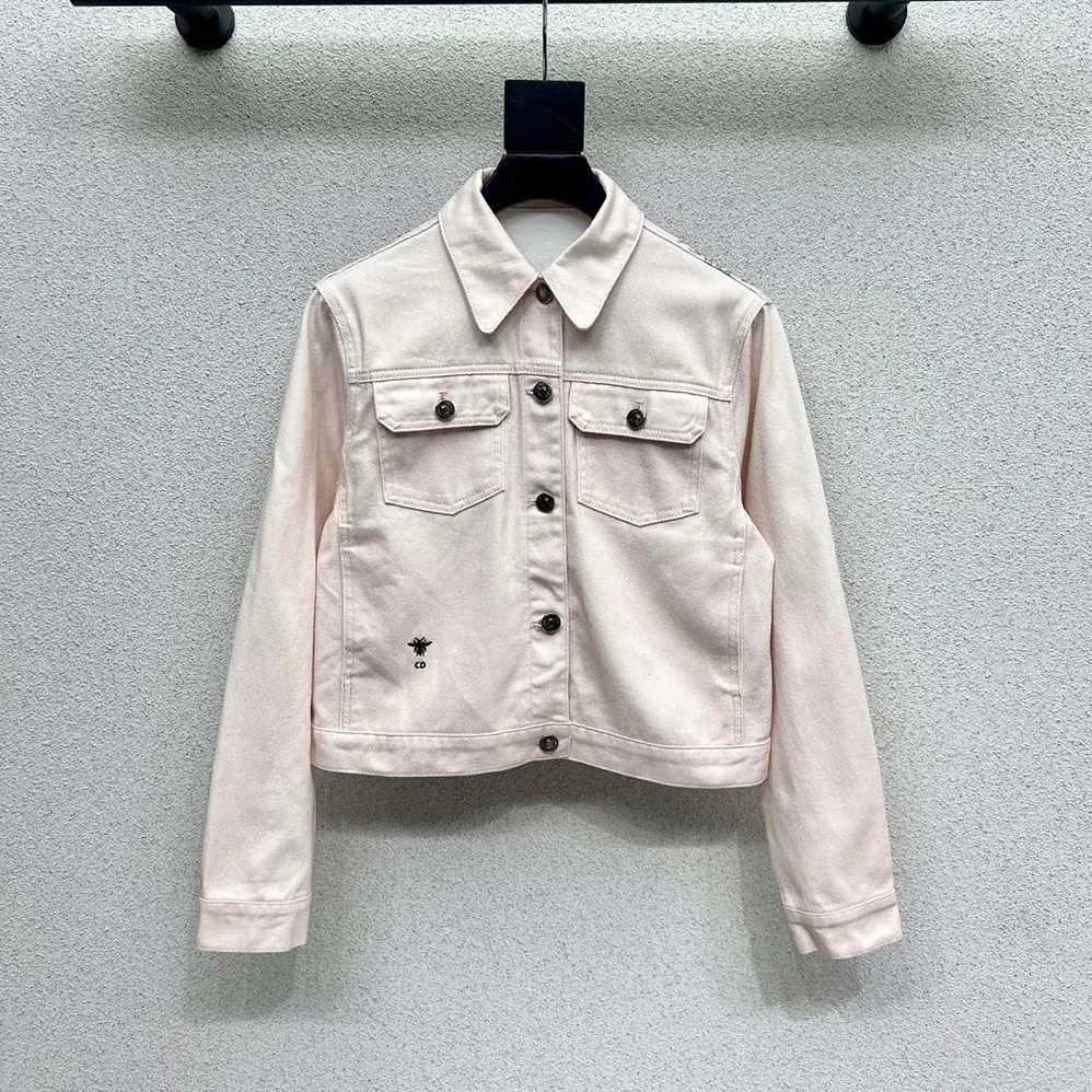 Dior Jacket Cotton Denim with Pink Dior Astral Flowers Motif for Women