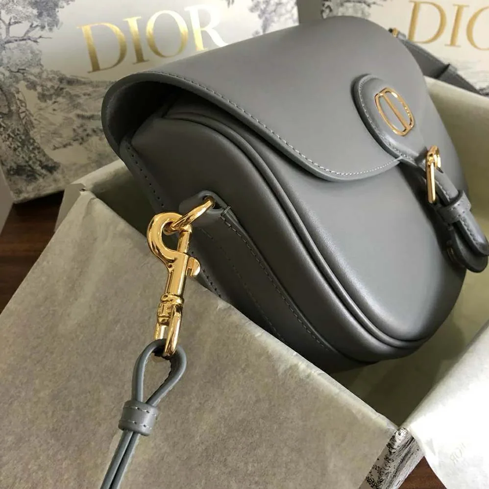 Dior Medium Dior Bobby Bag Denim Box Calfskin for Women in Silver