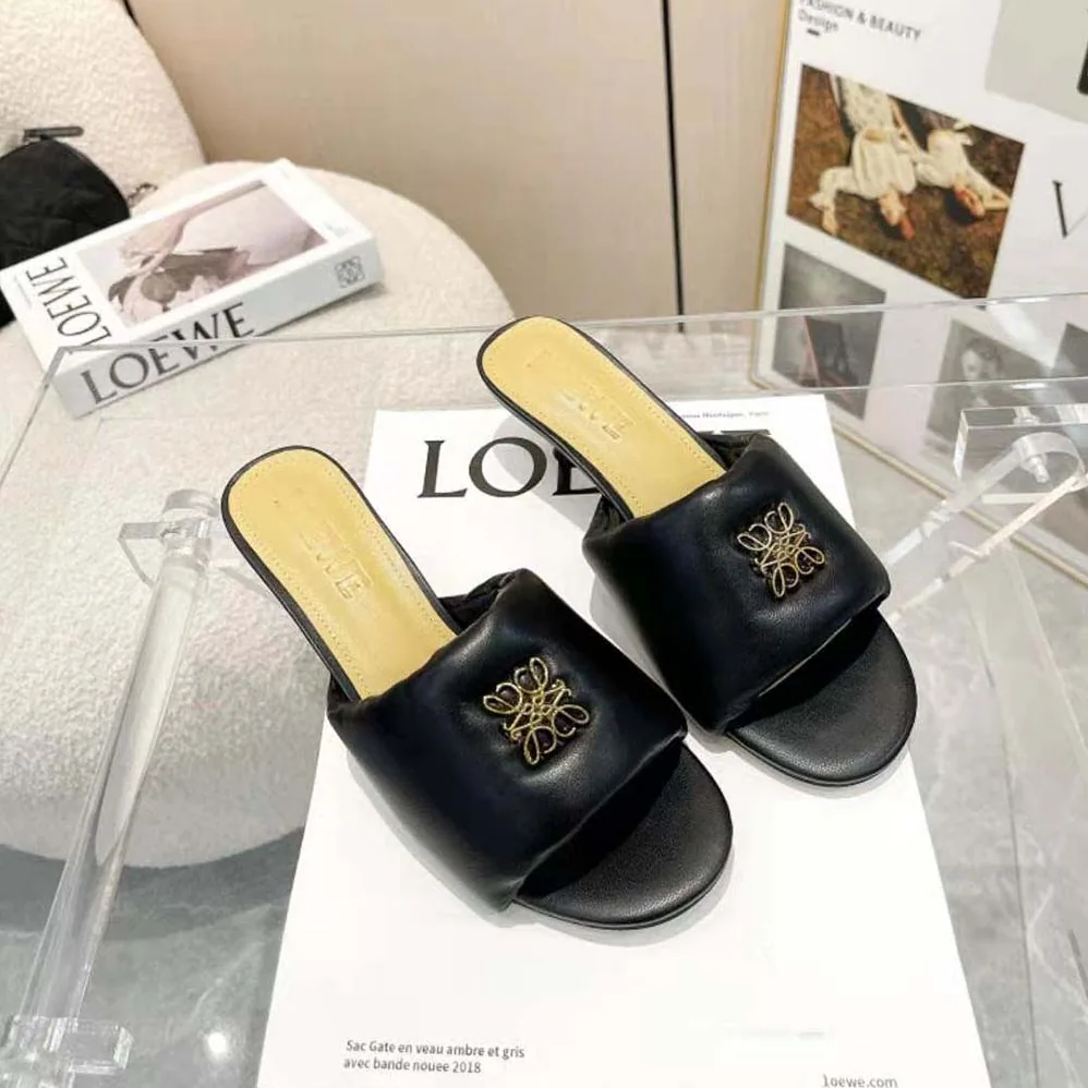 Loewe Anagram Padded Mule in Lambskin for Women in Black Loewe Anagram Padded Mule in Lambskin for Women in Black