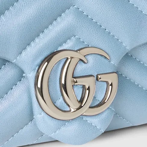 Gucci Marmont Mini Shoulder Bag in Light Blue Palladium Hardware