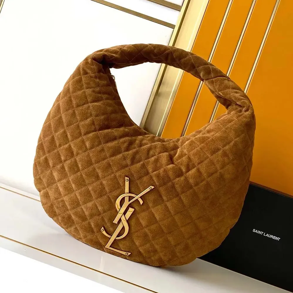 Saint Laurent YSL Icare Hobo In Quilted Suede Brown for Women Saint Laurent YSL Icare Hobo In Quilted Suede Brown for Women