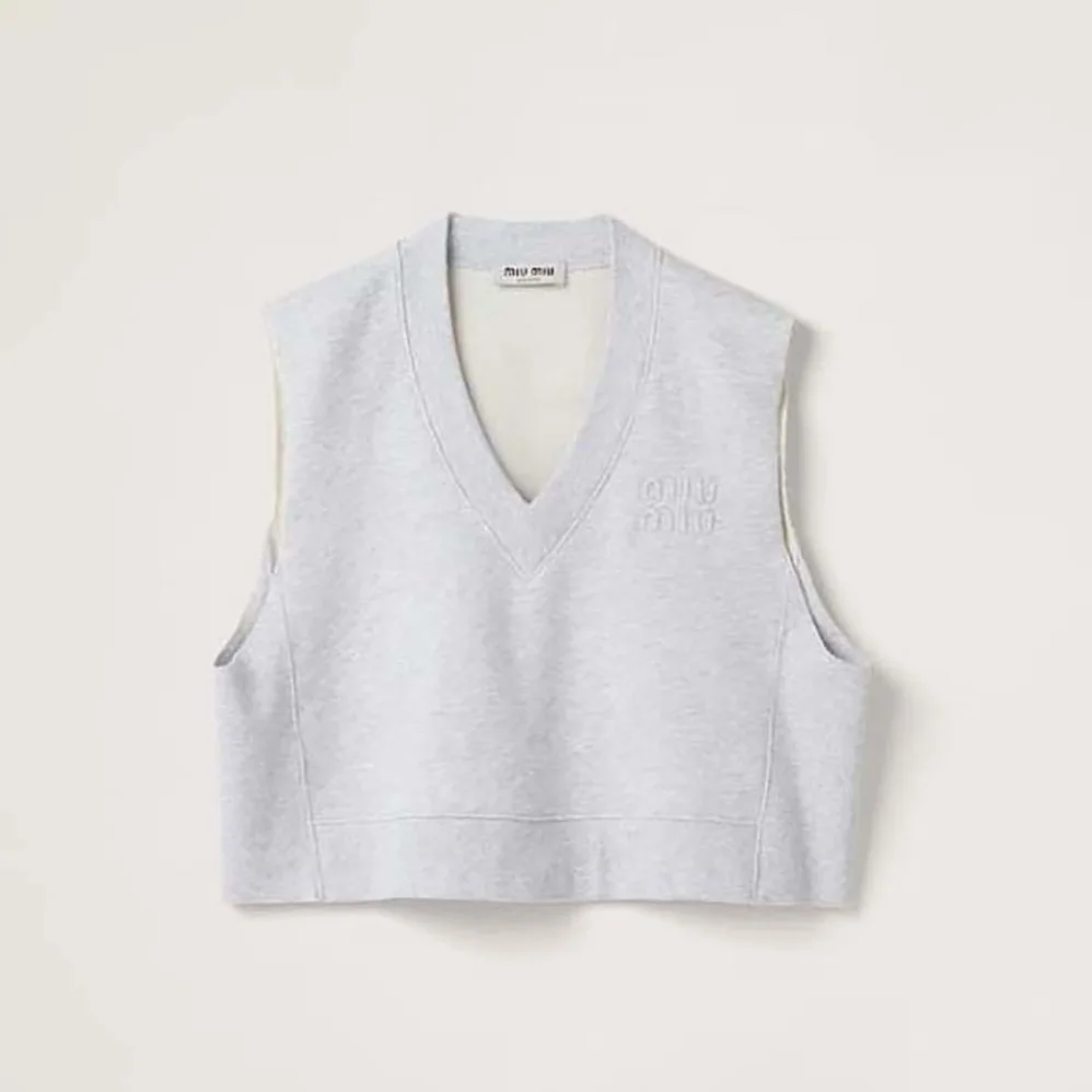 Miu Miu Embroidered Cotton Fleece Sweatshirt for Women