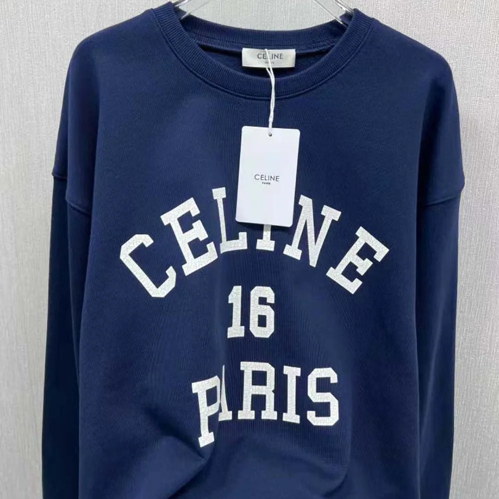 Celine Celine Paris 16 Sweatshirt in Cotton Fleece for Men in Navy