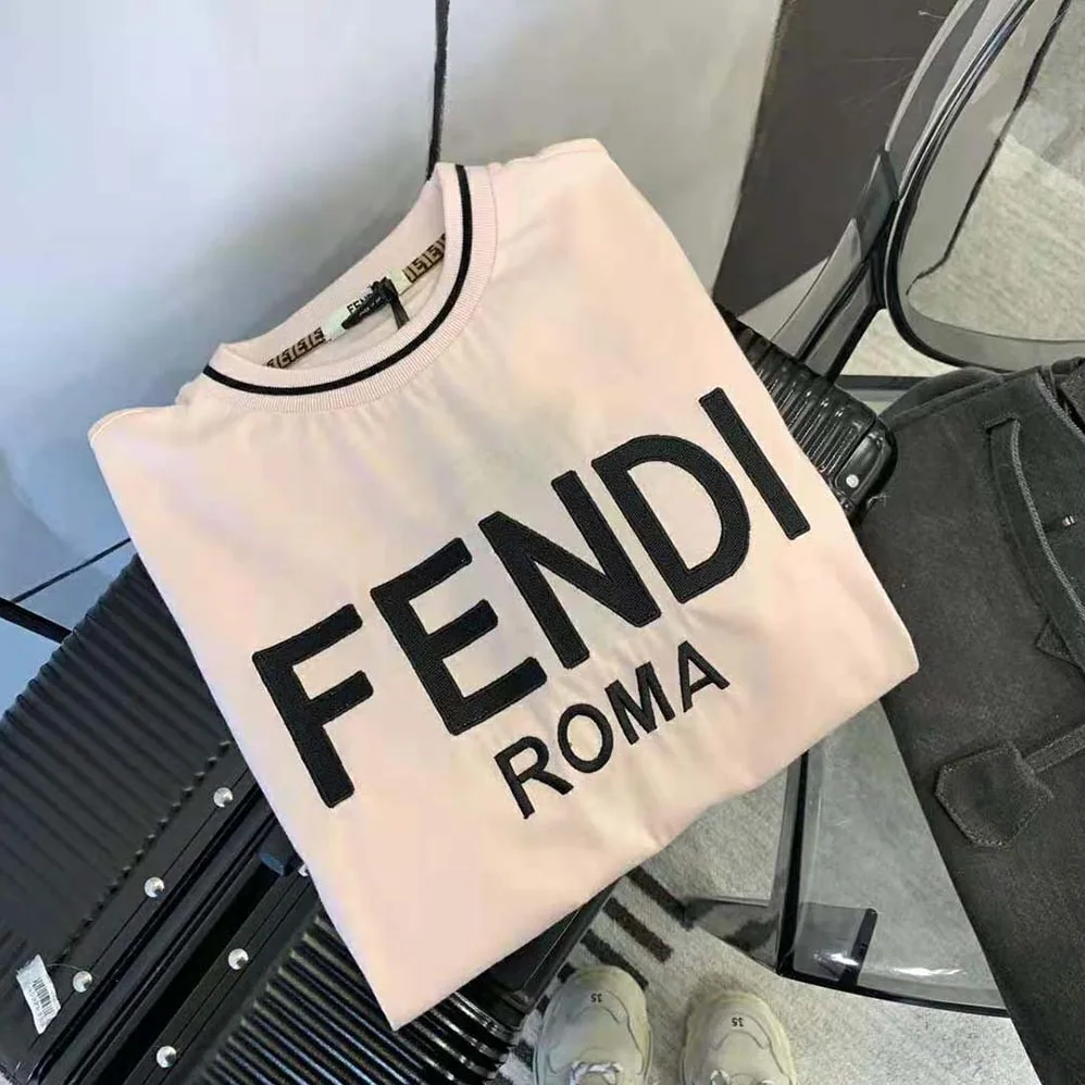 Fendi Pink Jersey T-shirt with Crew Neck and Short Sleeves for Women Fendi Pink Jersey T-shirt with Crew Neck and Short Sleeves for Women