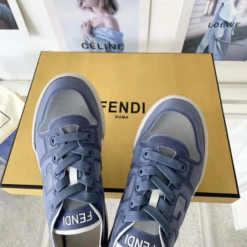 Fendi Match Blue Mesh Low Tops for Unisex