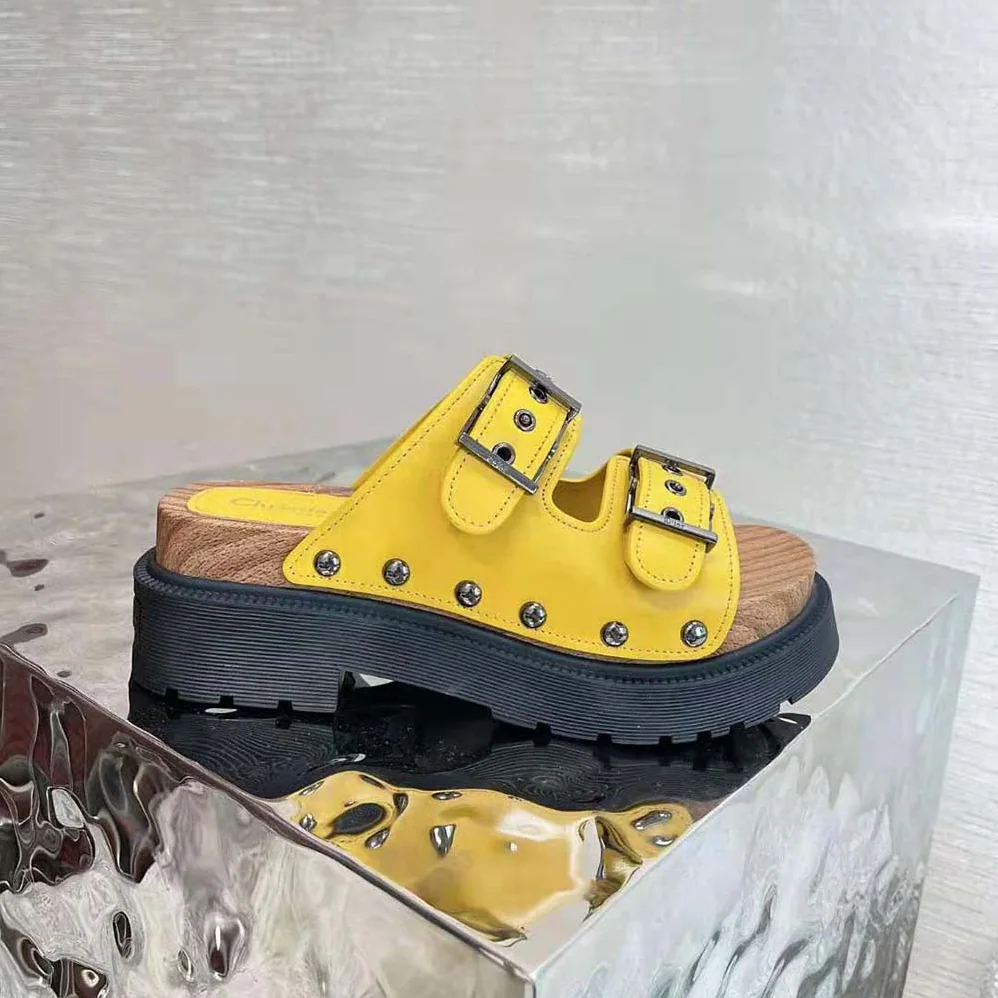 Dior Diorquake Strap Sandal Yellow Calfskin for Women Dior Diorquake Strap Sandal Yellow Calfskin for Women