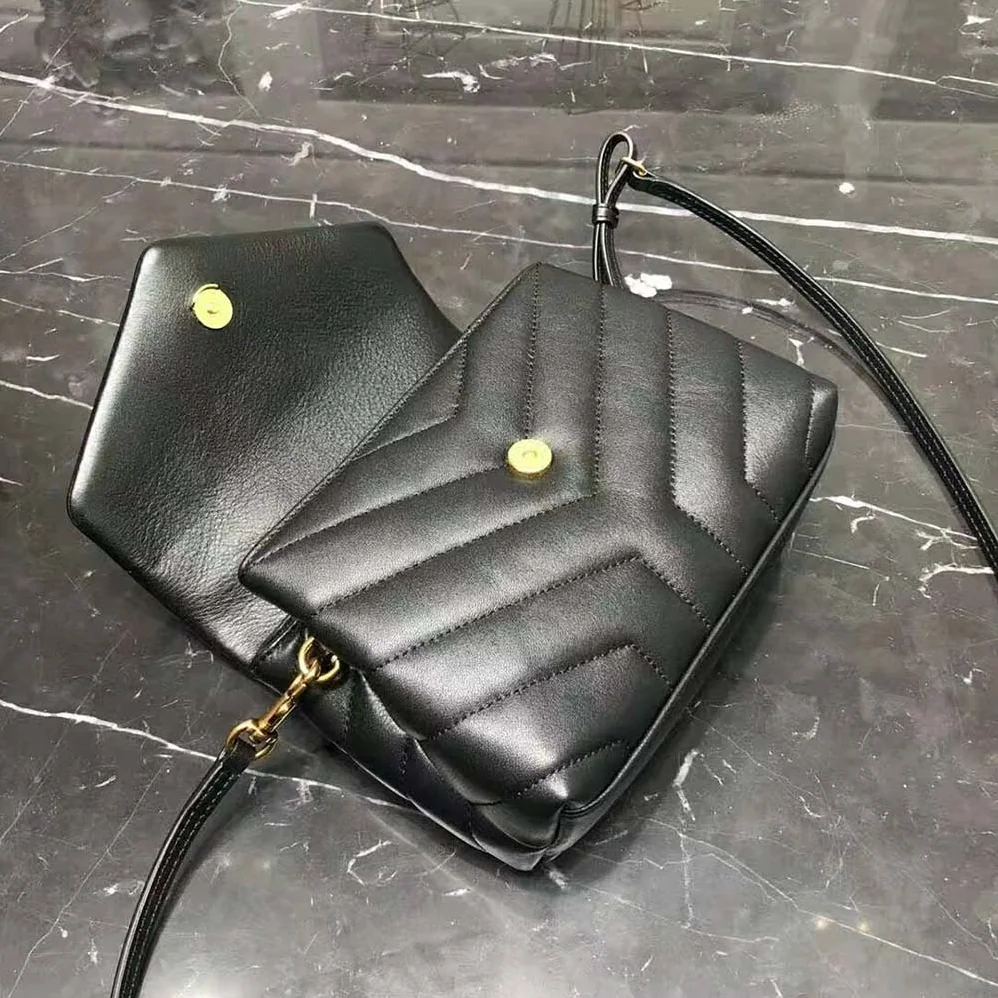 Saint Laurent YSL Loulou Toy Strap Bag in Matelassé “Y” Leather for Women in Black