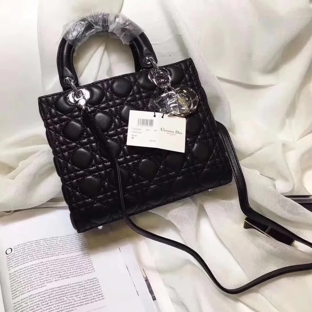 Dior Big Lady Dior Bag in Cannage Lambskin in Black