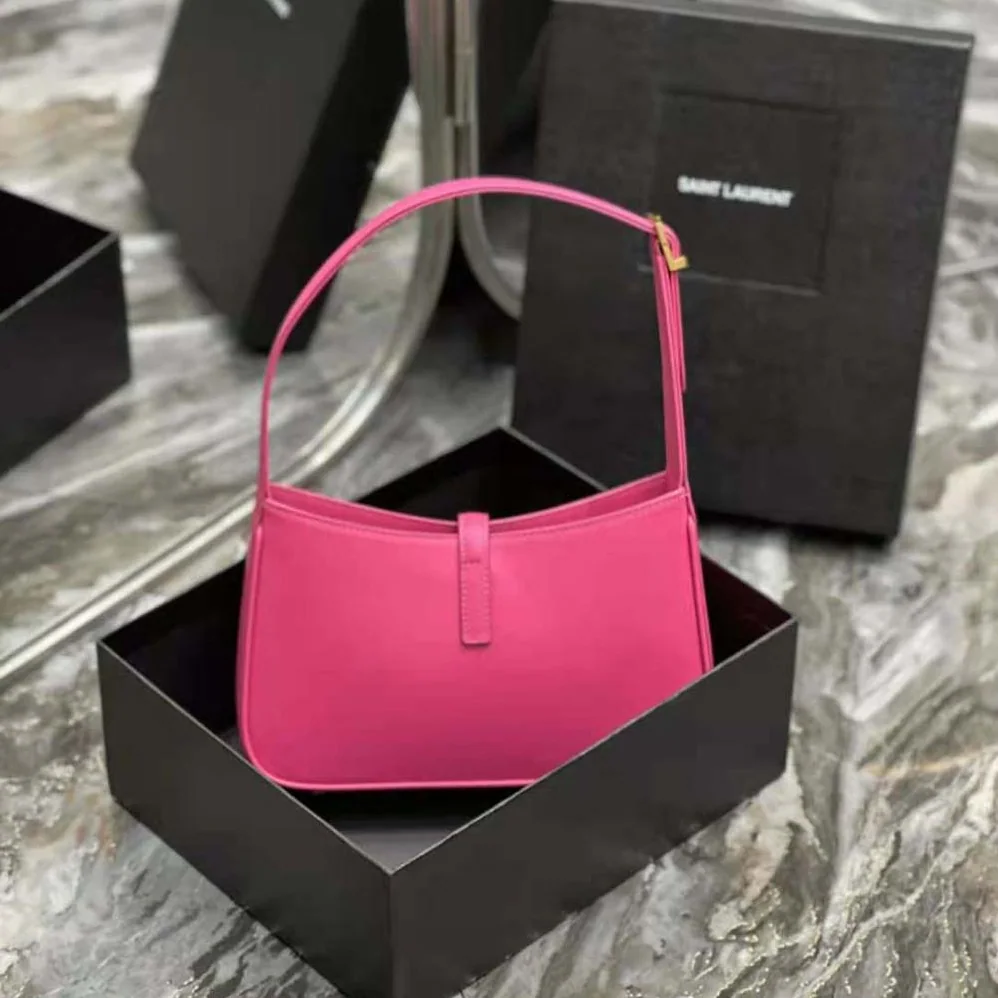 Saint Laurent YSL Le 5 A 7 Hobo Bag in Smooth Leather for Women in Rose Saint Laurent YSL Le 5 A 7 Hobo Bag in Smooth Leather for Women in Rose
