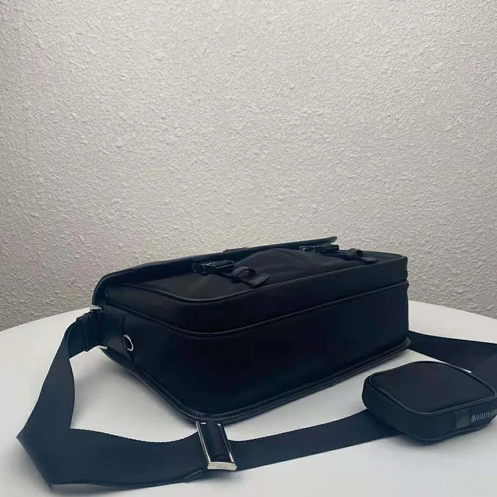 Prada Nylon Cross-Body Bag with Saffiano Leather Trim for Men in Black