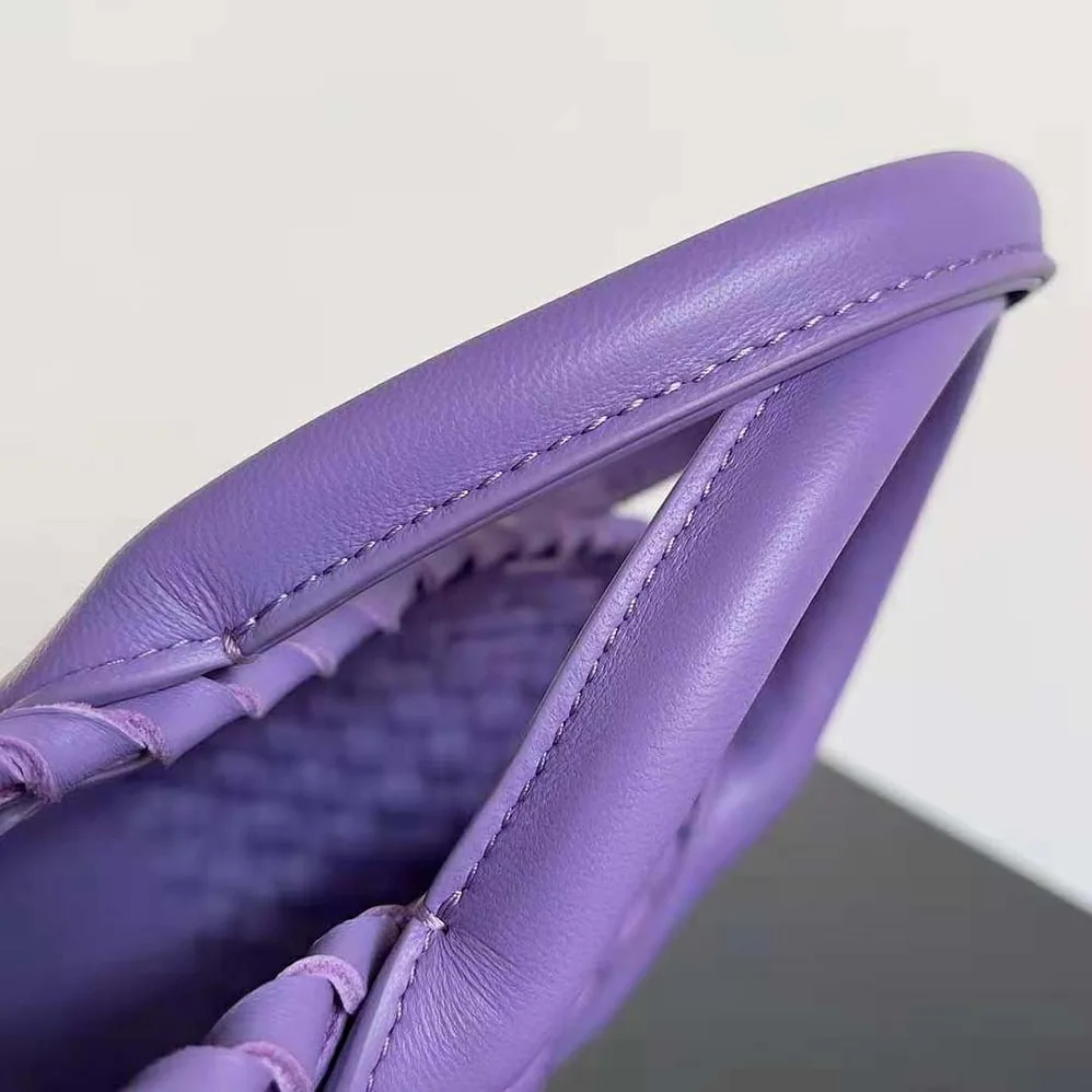 Bottega Veneta Mini Cabat Intreccio Leather Tote Bag with Detachable Strap for Women in Purple