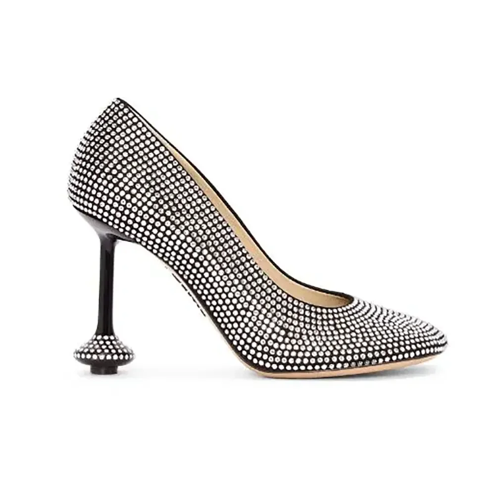 Loewe Toy Pump in Suede and Allover Rhinestones for Women in Black Loewe Toy Pump in Suede and Allover Rhinestones for Women in Black