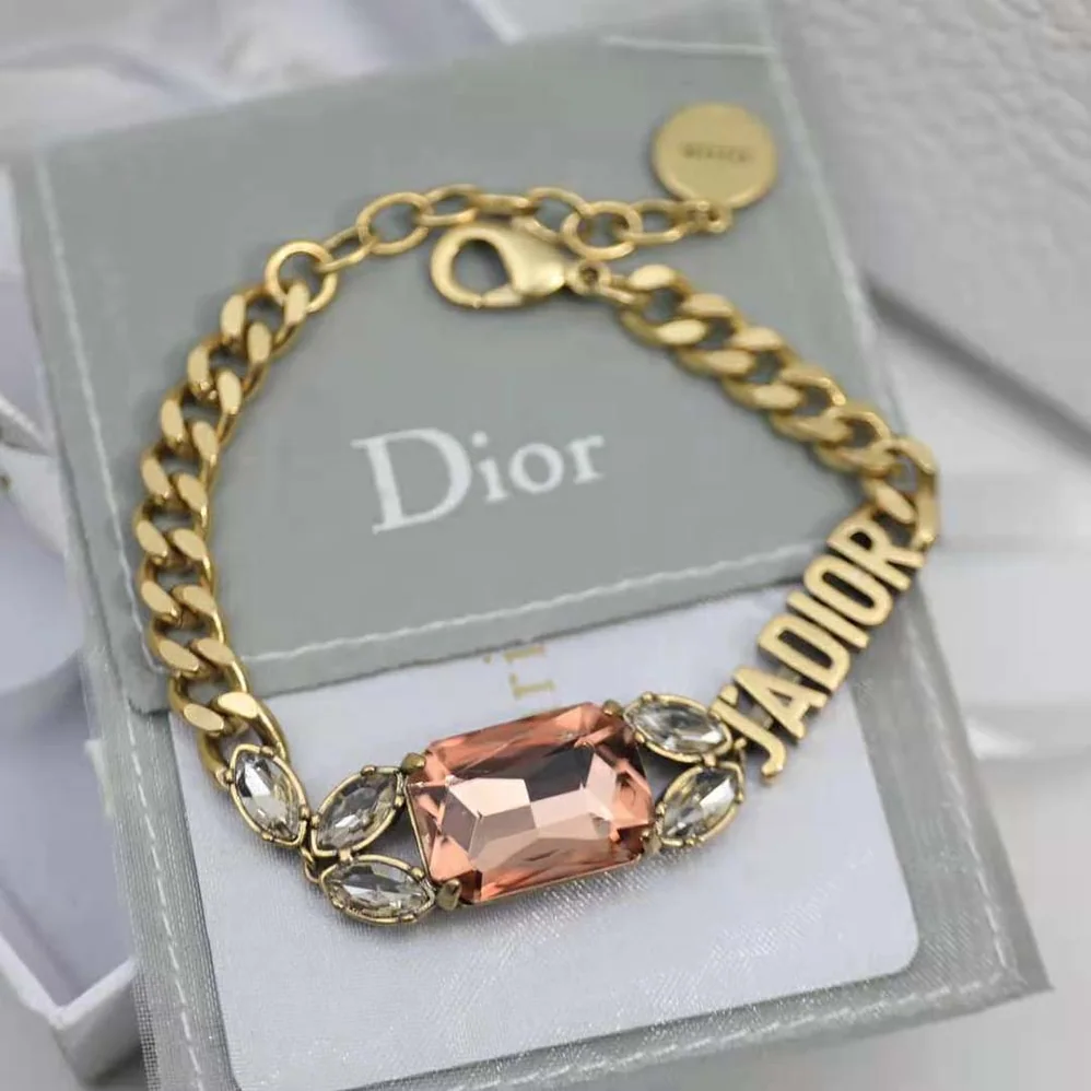 Dior J'Adior Bracelet Antique Gold-Finish Metal and Multicolor Crystals for Women Dior J'Adior Bracelet Antique Gold-Finish Metal and Multicolor Crystals for Women
