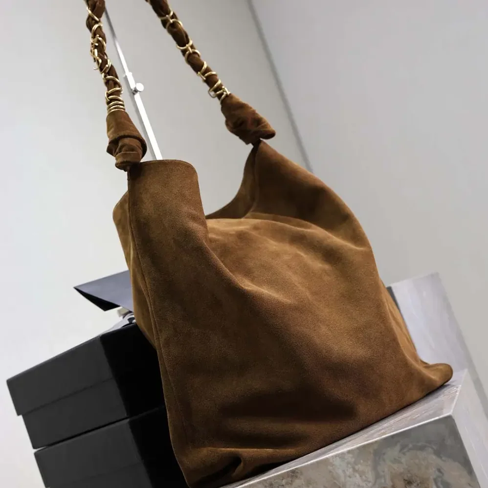 Saint Laurent YSL Amalia In Suede for Women in Brown