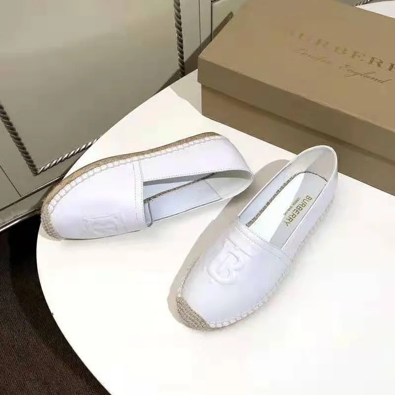 Burberry Shoes Monogram Motif Lambskin Espadrilles for Women in White Burberry Shoes Monogram Motif Lambskin Espadrilles for Women in White