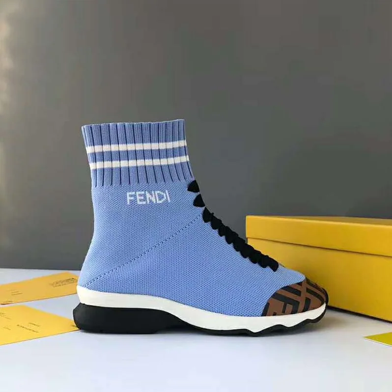 Fendi Shoes Pale Fabric Sneaker Boots for Women in Blue