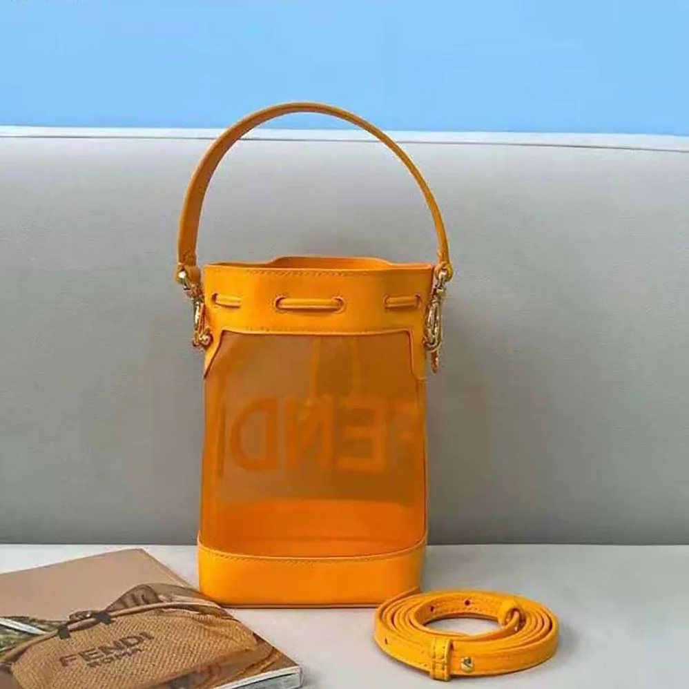 Fendi Mon Tresor Leather and Mesh Mini-bag for Women in Orange Fendi Mon Tresor Leather and Mesh Mini-bag for Women in Orange