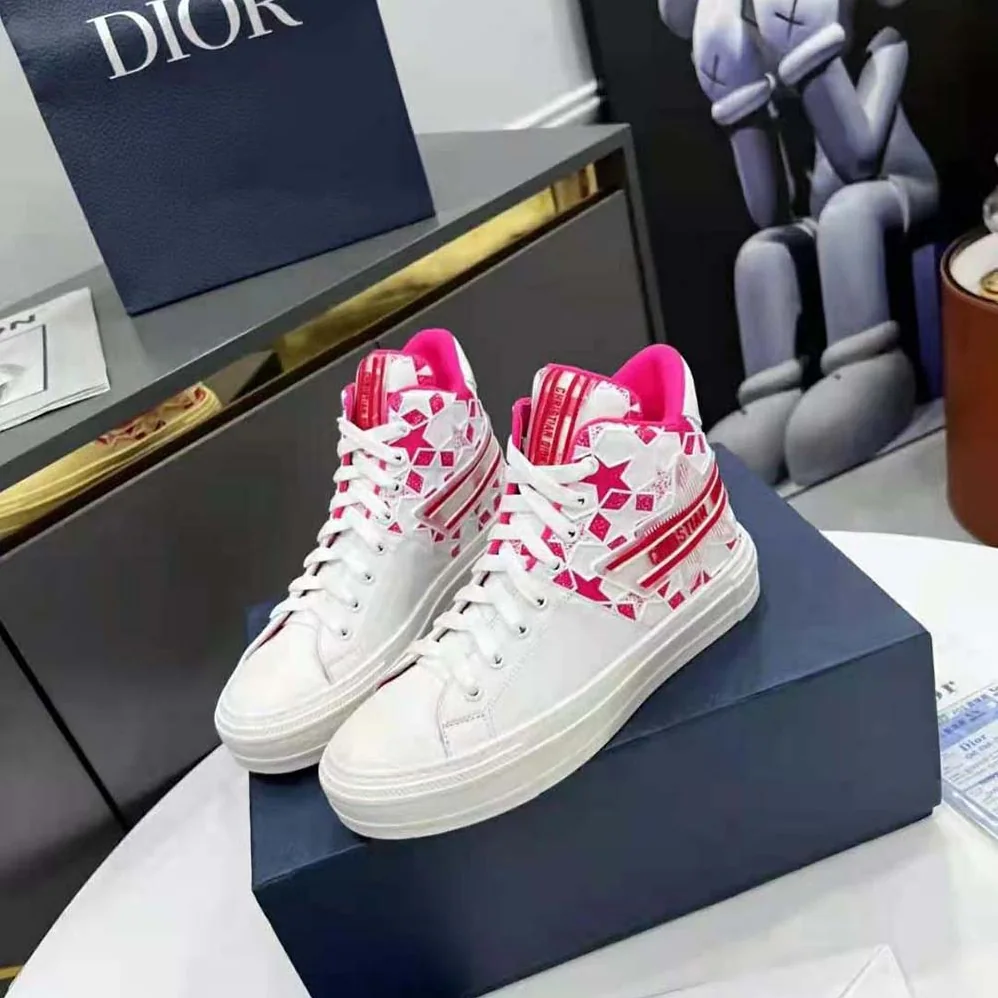 Dior Walk N Dior Star Sneaker Bright Pink and White Calfskin and Technical Fabric for Unisex