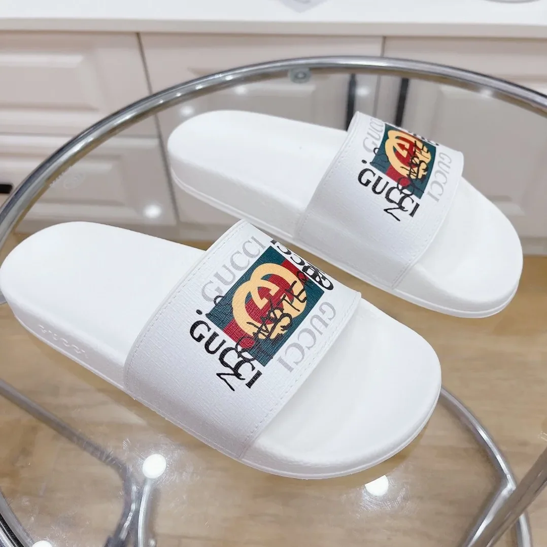 Gucci Slide Sandal With GG Web White for Men Gucci Slide Sandal With GG Web White for Men