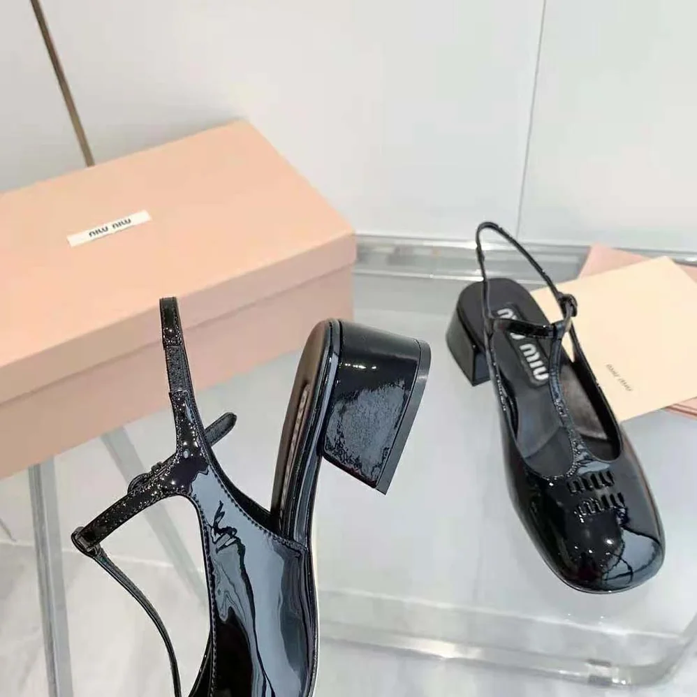 Miu Miu Patent Leather Slingback Pumps for Women in Black
