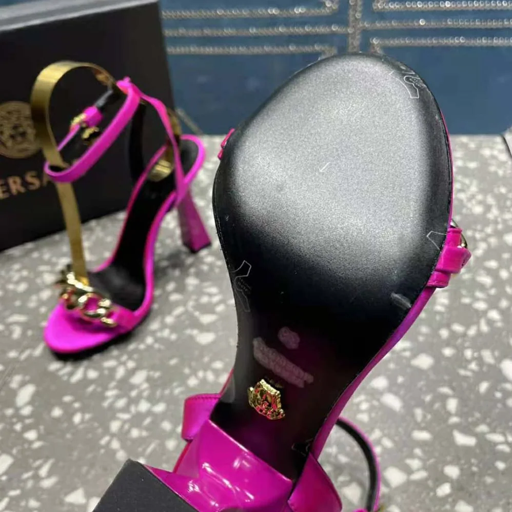 Versace Medusa Chain High Heel Sandals for Women in Rose Versace Medusa Chain High Heel Sandals for Women in Rose