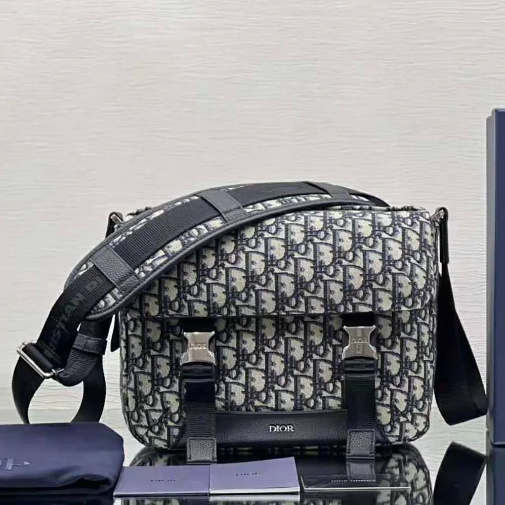 Dior Explorer Messenger Bag Beige and Black Dior Oblique Jacquard for Men