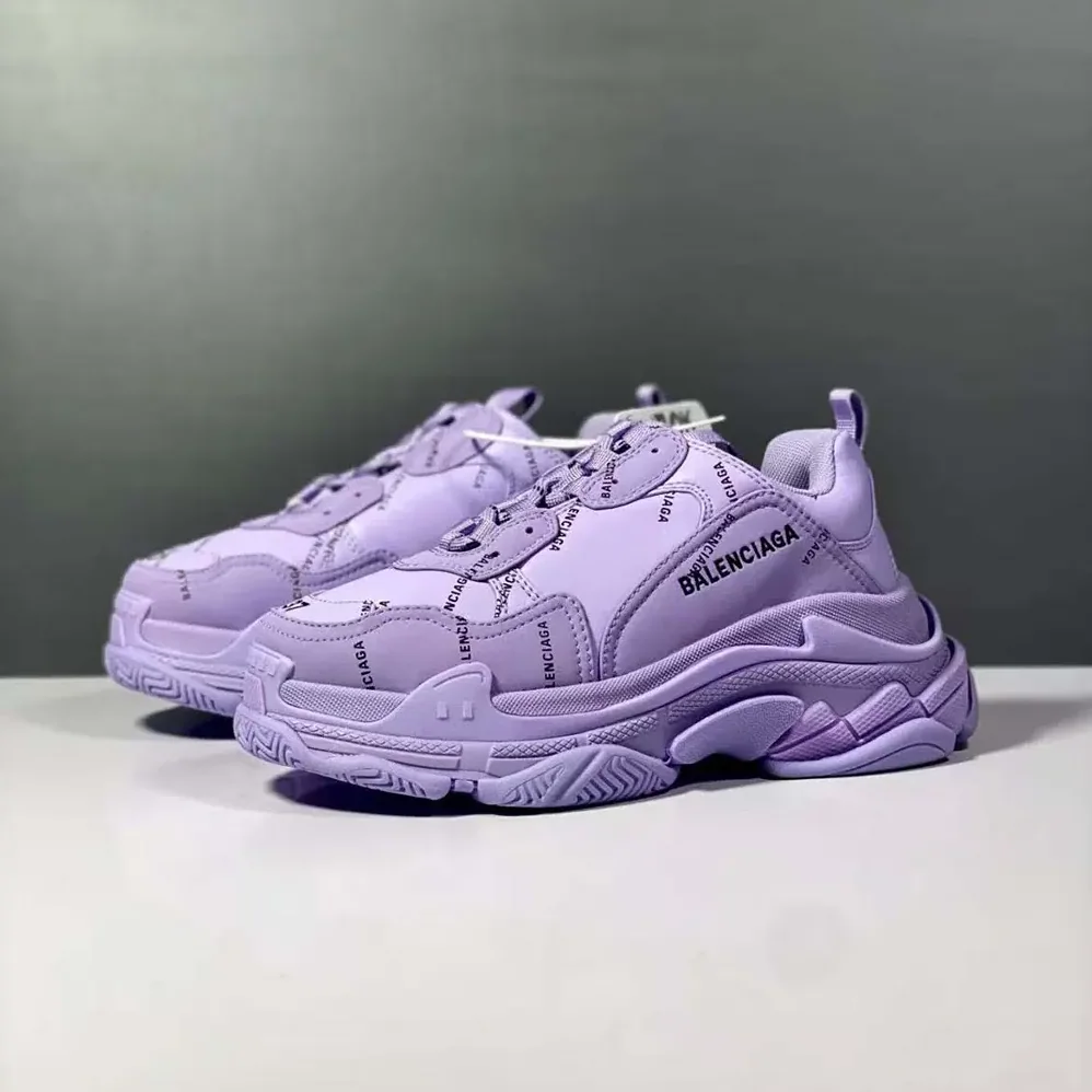 Balenciaga Triple S Sneaker Allover Logo in Purple and Black for Women Balenciaga Triple S Sneaker Allover Logo in Purple and Black for Women