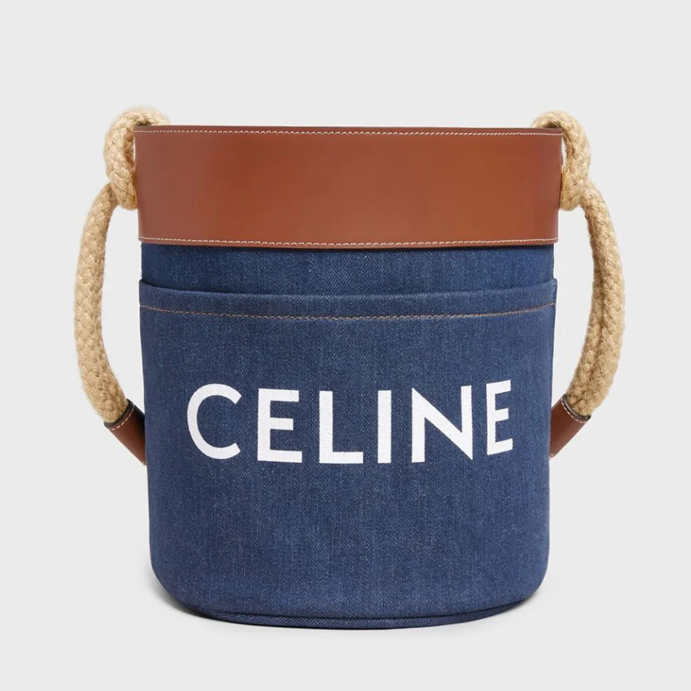 Celine Bucket Celine in Denim with Celine Print and Calfskin for Women