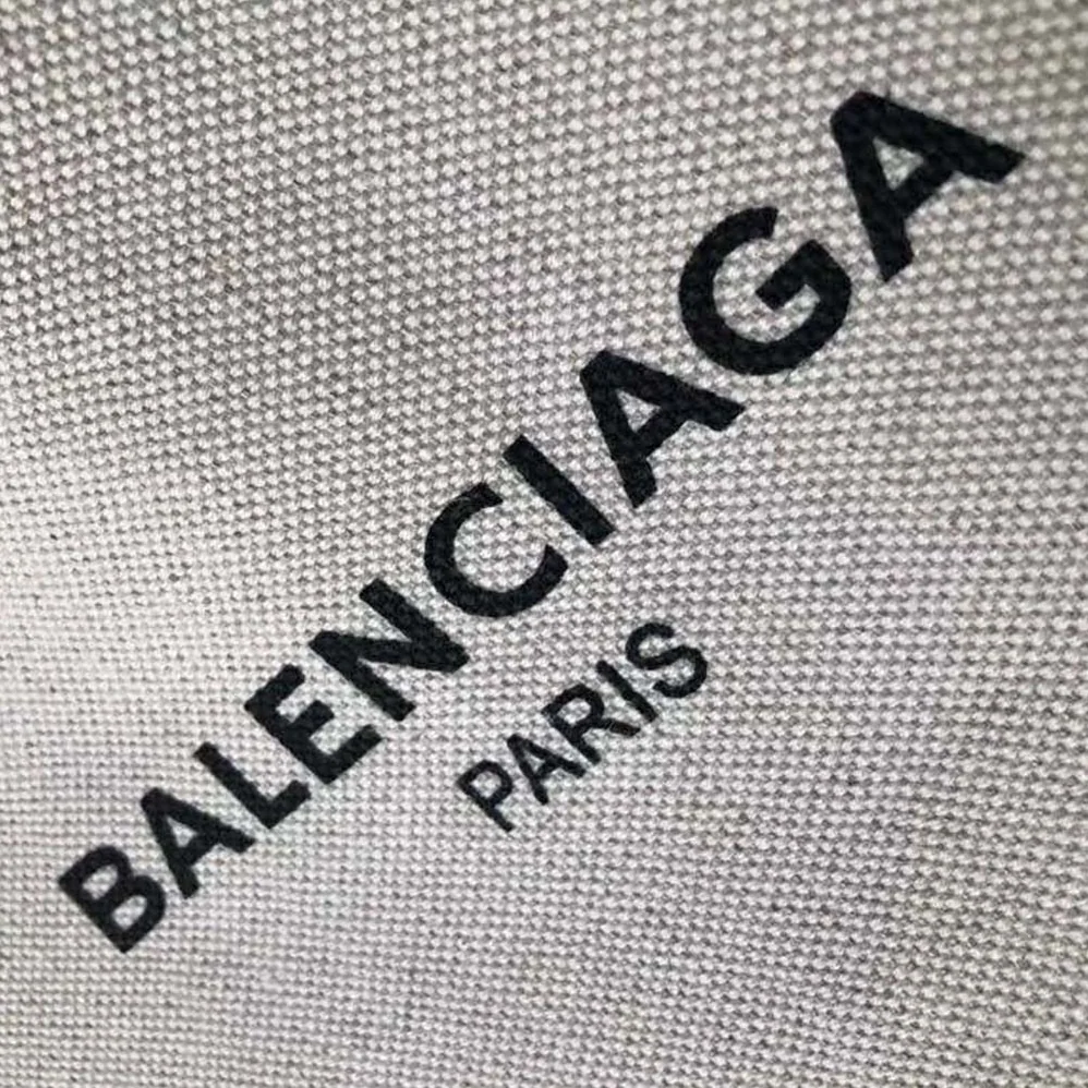 Balenciaga Navy Cabas M Large Size Cotton Canvas Calfskin for Women
