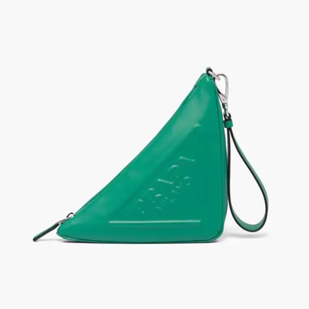 Prada Leather Triangle Leather Pouch for Women in Green Prada Leather Triangle Leather Pouch for Women in Green