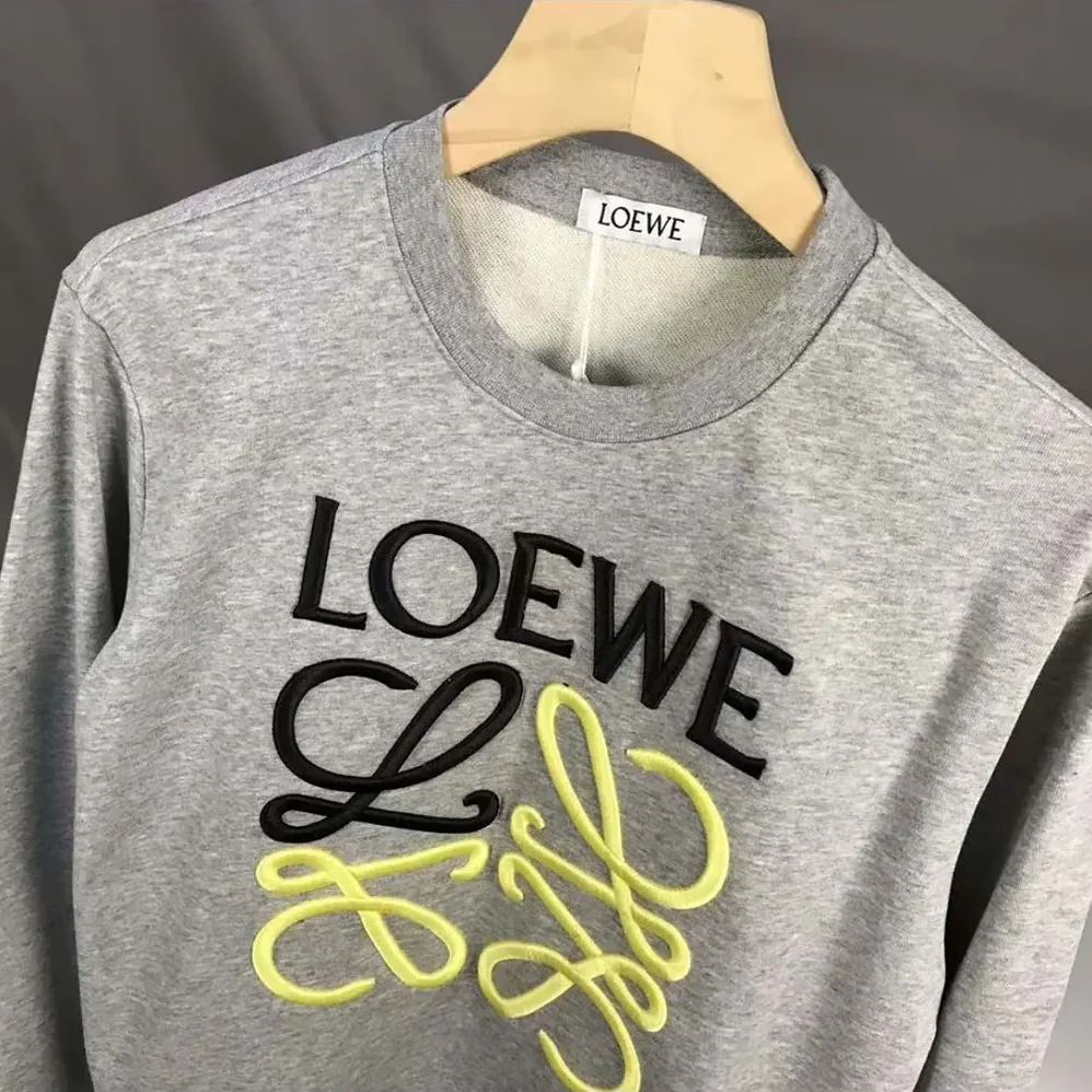 Loewe Anagram Regular Fit Sweatshirt in Cotton for Men in Gray/Yellow